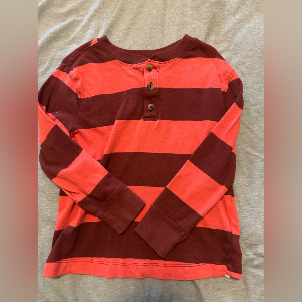 Striped Red and Burgundy Long Sleeve Shirt